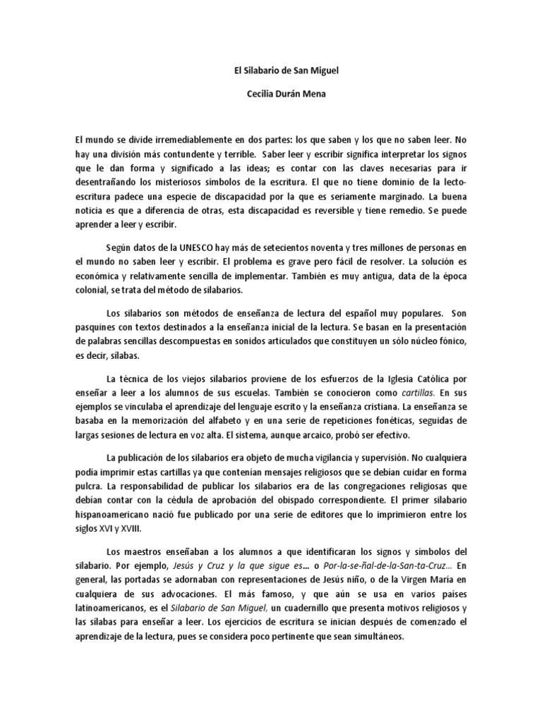 el silabario de san miguel